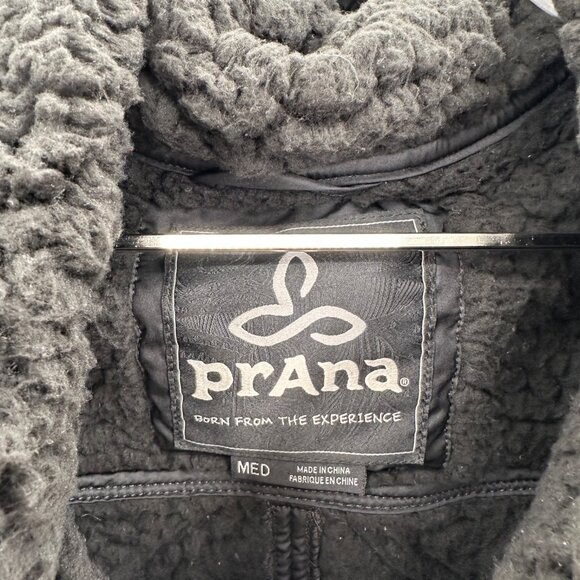 Prana Women's Esla Hooded Coat with Sherpa Lining size S Small Full Zip Black - Picture 7 of 8